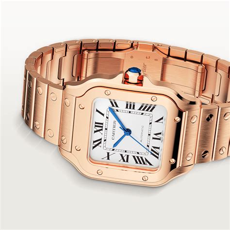 cartier santos rose gold diamonds|cartier santos watch cost.